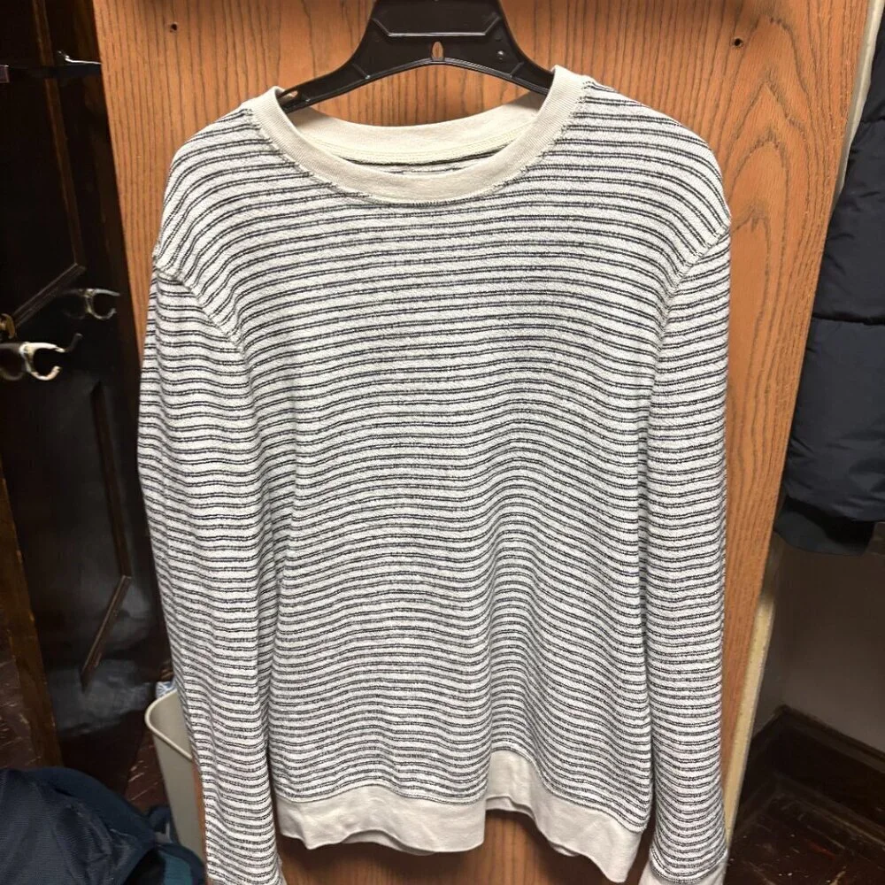 j. crew black and white long sleeve stripped sweater fall sweatshirt size large
